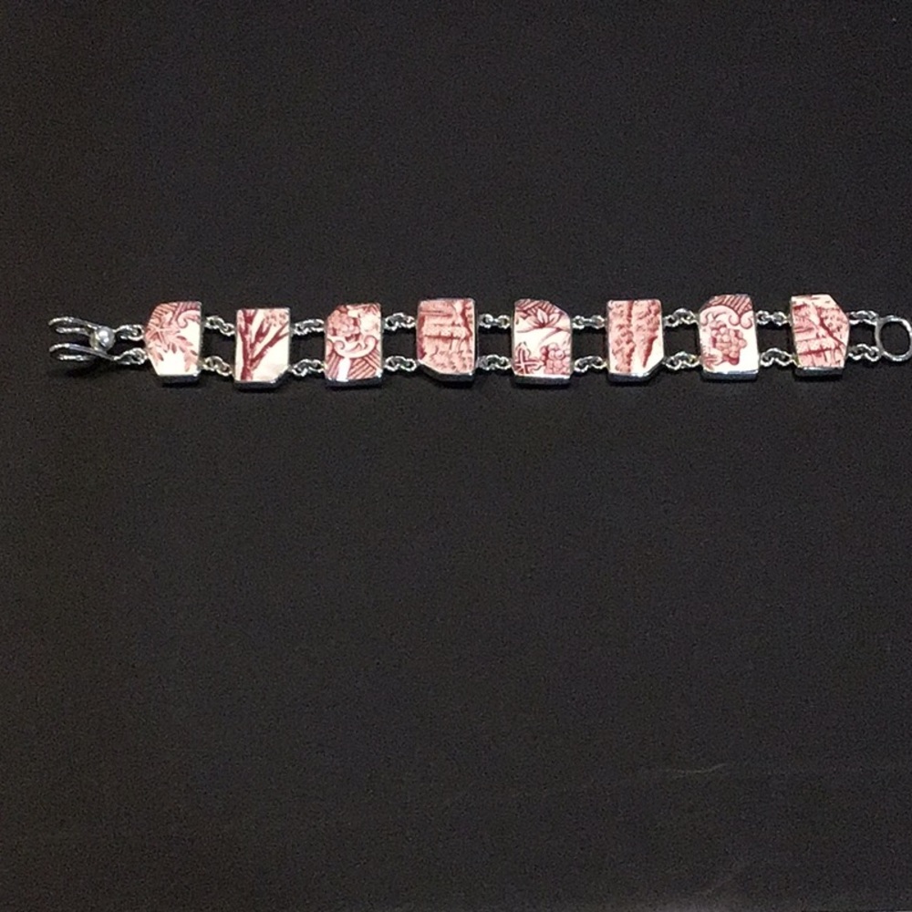 Vintage Jessica Lee Artisan Sterling Silver Ceramic
Porcelain bracelet.
